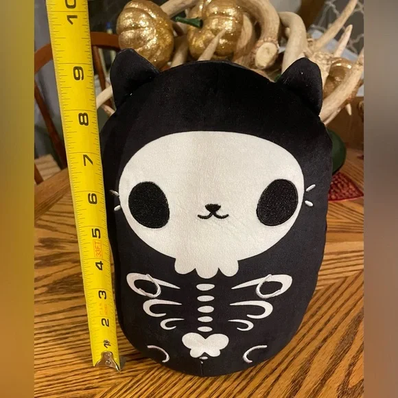 Cats VS Pickles Black Skelecat Skeleton Cat 9” Stuffed Animal Plush Beanbag #037 - Picture 10 of 10